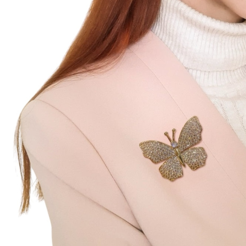 Butterfly Brooch with Rhinestone - Picture 3 of 6
